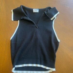 Cotton On Black Crop Top with White Piping and collar